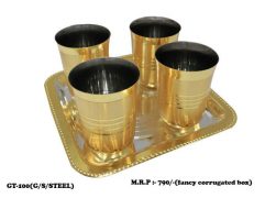 4 Glass with Tray Set